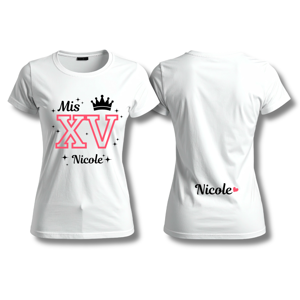 Remera algodón 15 años personalizada