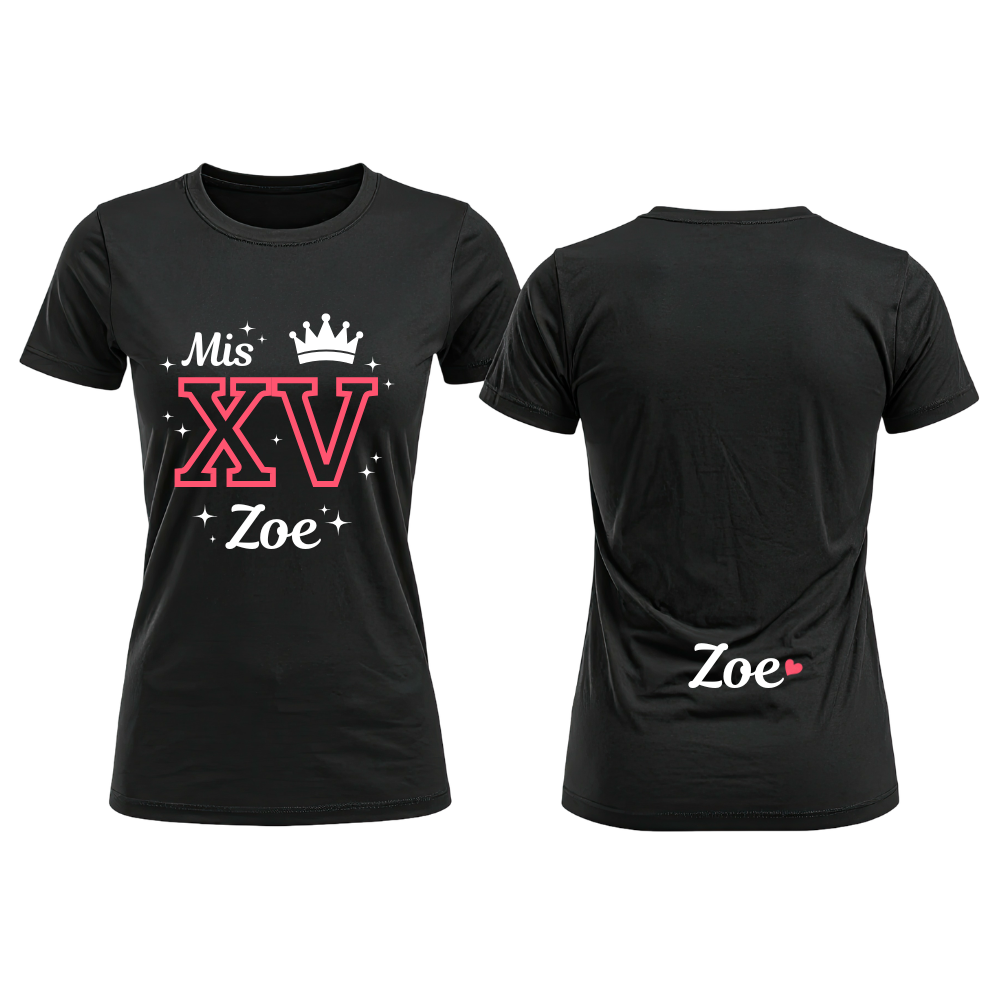 Remera algodón 15 años personalizada