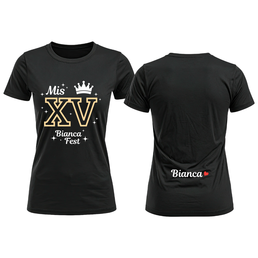 Remera algodón 15 años personalizada