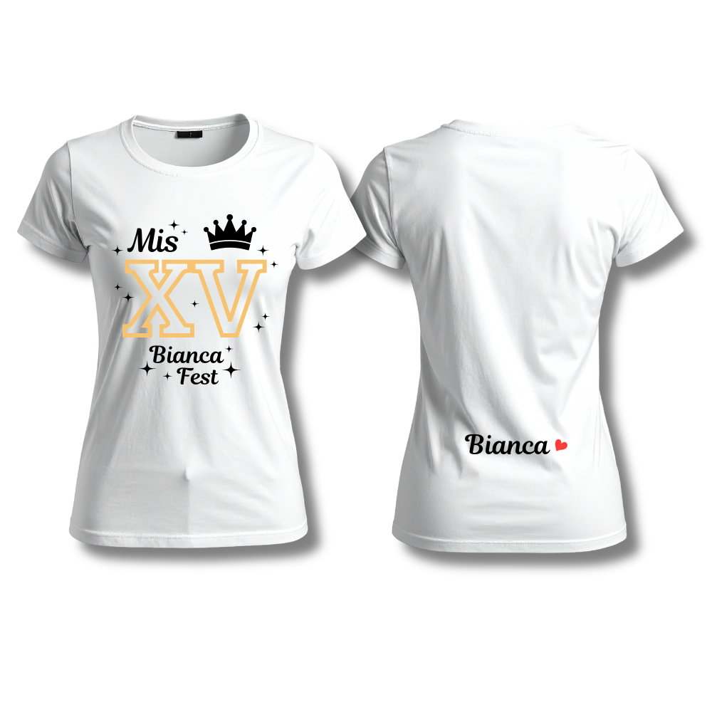 Remera algodón 15 años personalizada